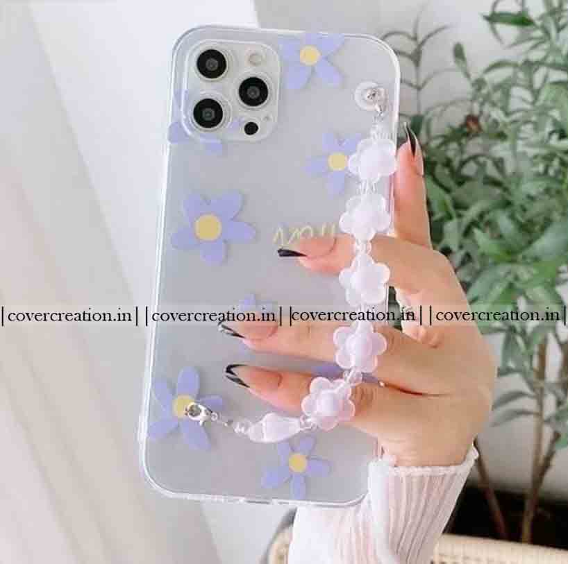Purple Flower Pearl Chain Phone Case