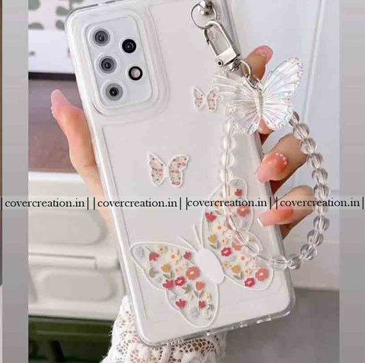 Aesthetic Trasparnt Butterfly Chain Phone Case